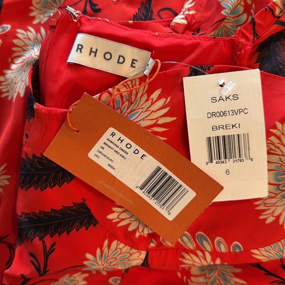 RHODE NWT Ramona Floral Maxi Dress in Bright Red Kiku, Size 6, Breki - Picture 7 of 10